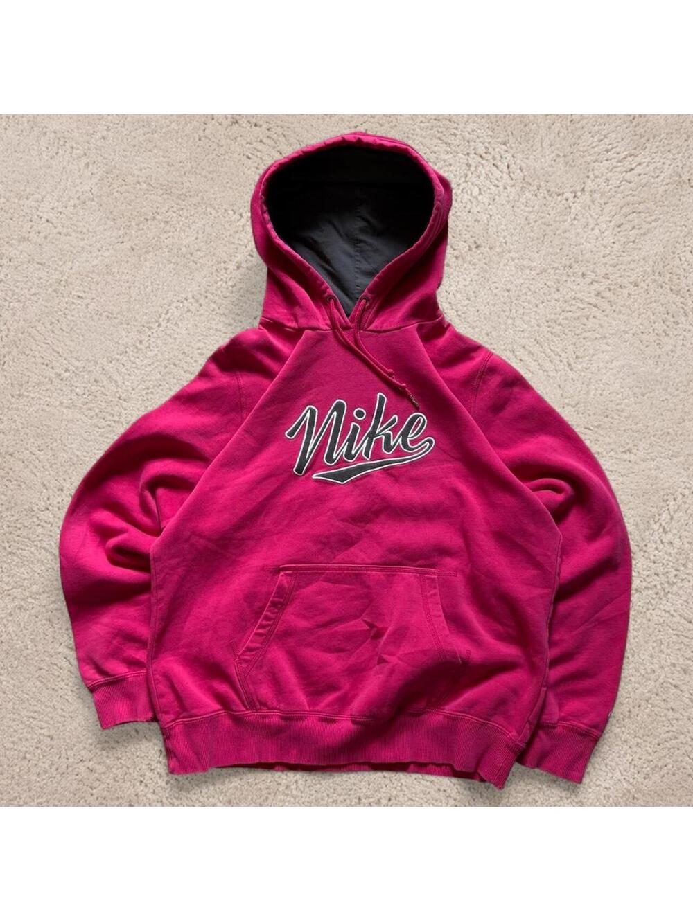 Crazy fire Y2K vintage Nike pink embroidered hoodie.